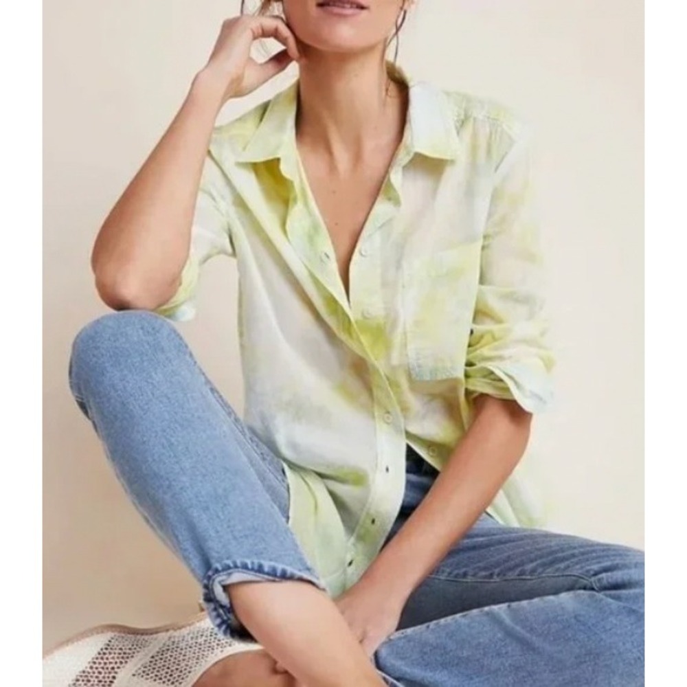 Pilcro Anthropologie‎ Women's The Cate Classic Tie-Dye Buttondown Shirt Size S